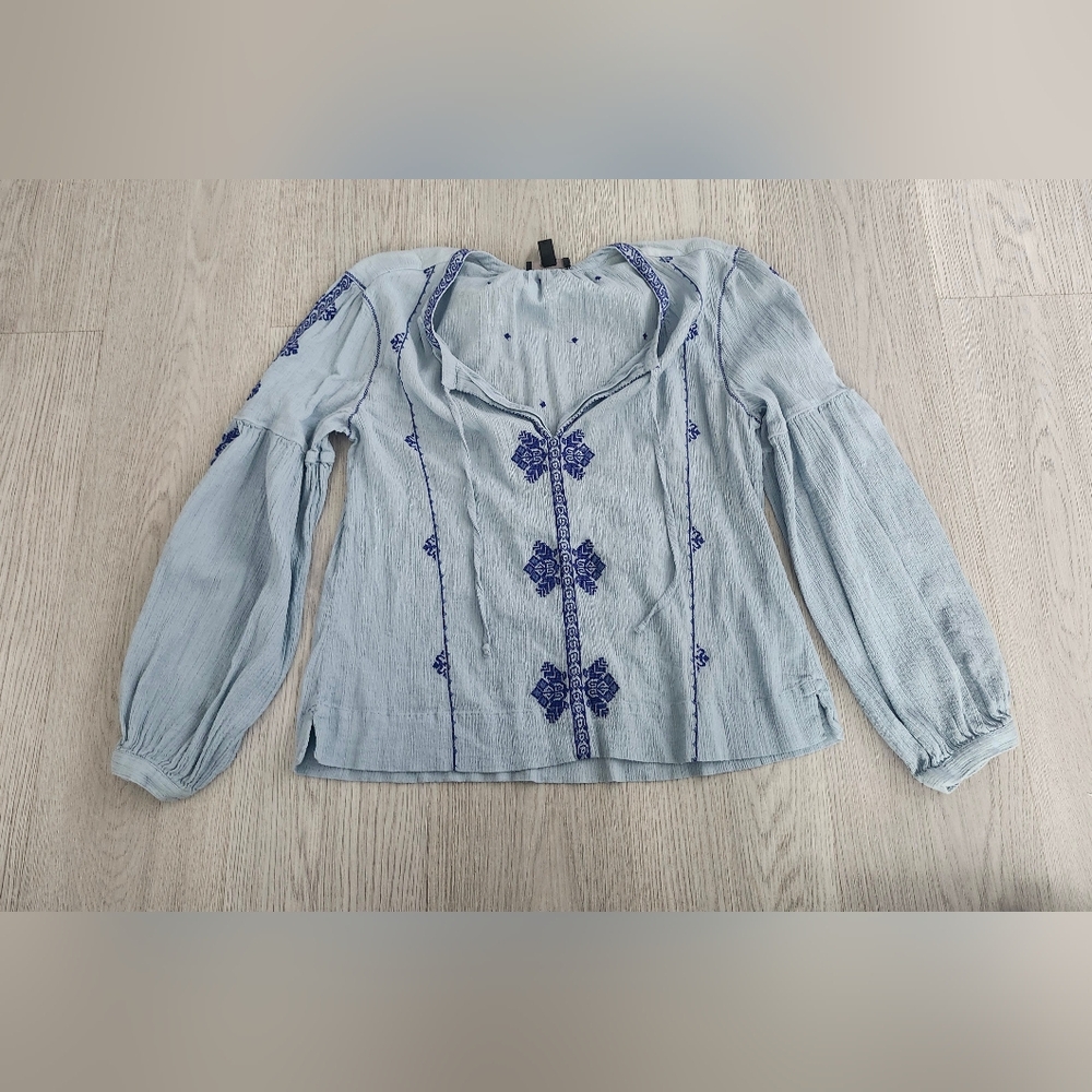 J. Crew Light Blue Textured Top